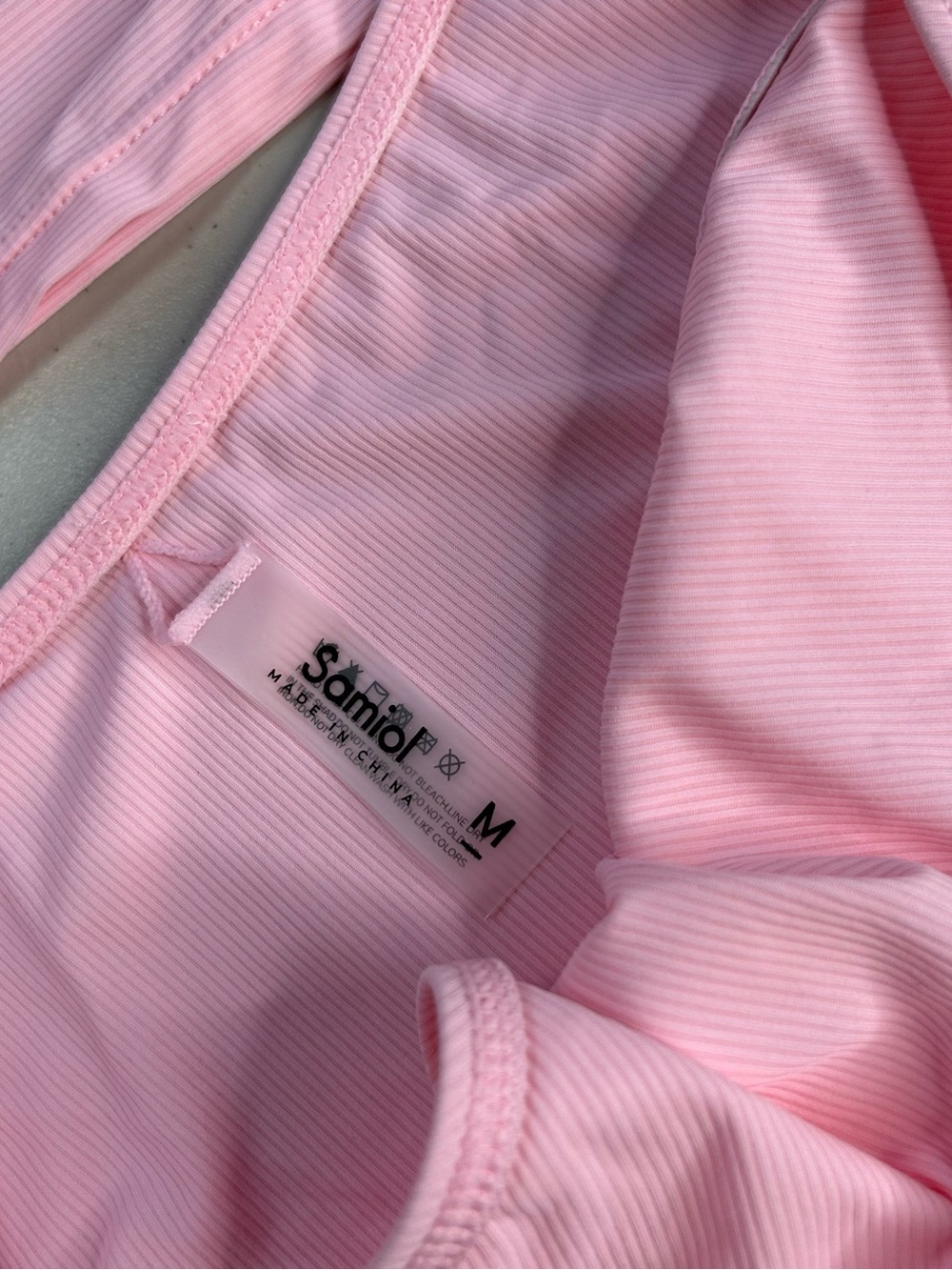 Samiol Pink Ribbed Pearl Accent Tankini Bikini Set Swimwear Size Medium - Picture 5 of 9